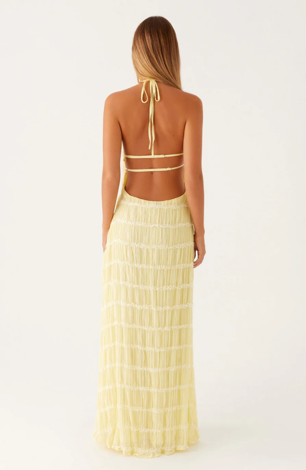 Alexander Saint Textured Halter Maxi Dress