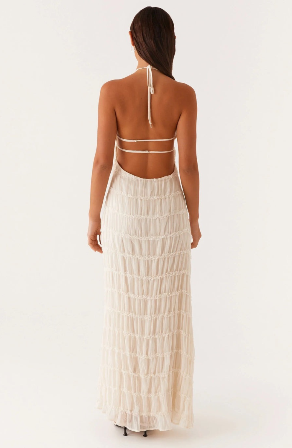 Alexander Saint Textured Halter Maxi Dress