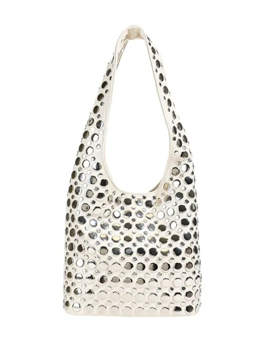 3250094 Studded Shoulder Leather Bag *Last Piece