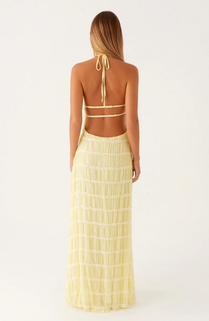 Alexander Saint Textured Halter Maxi Dress