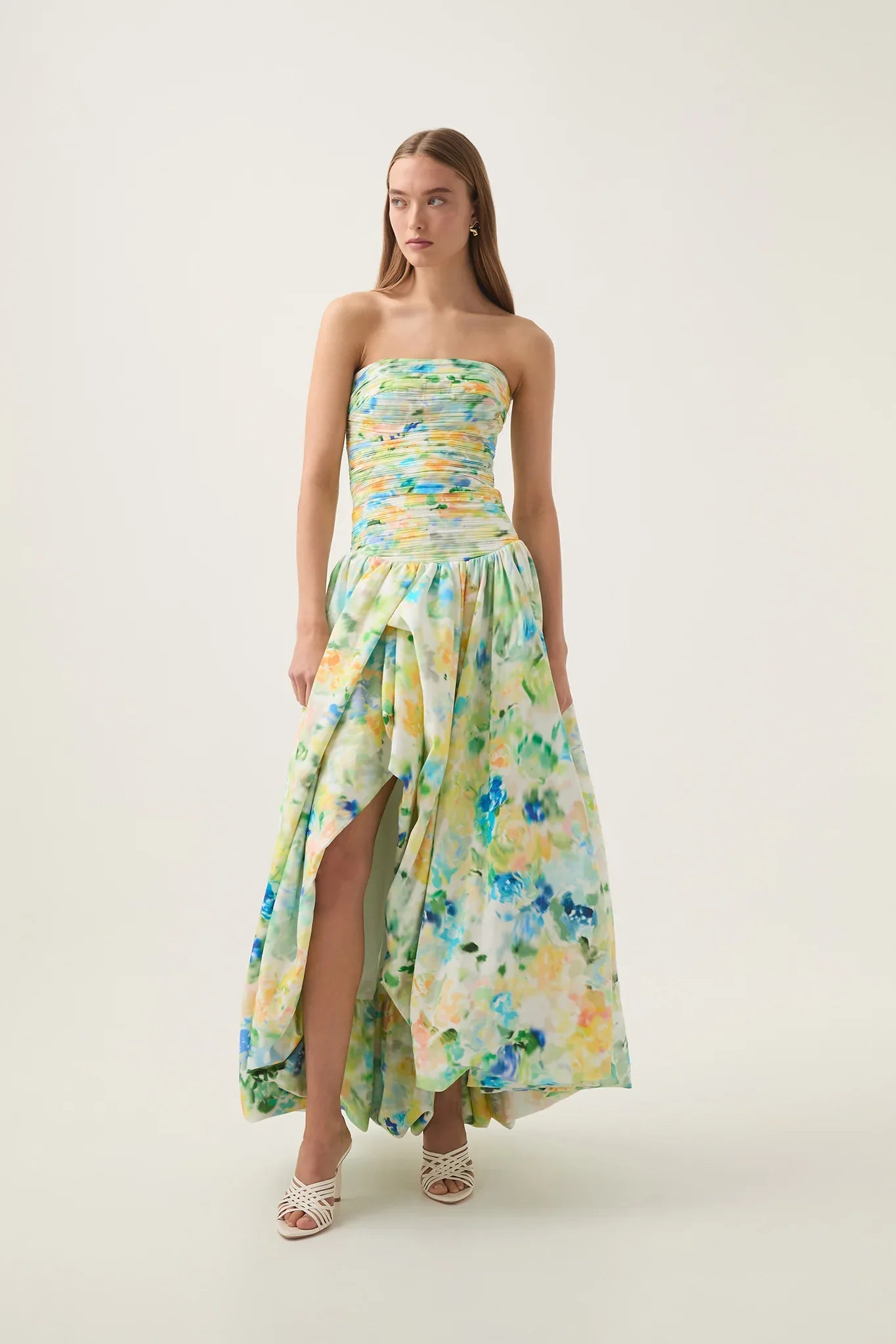 Amaya - Strapless Bubble Hem Gown