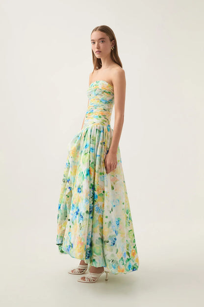 Amaya - Strapless Bubble Hem Gown