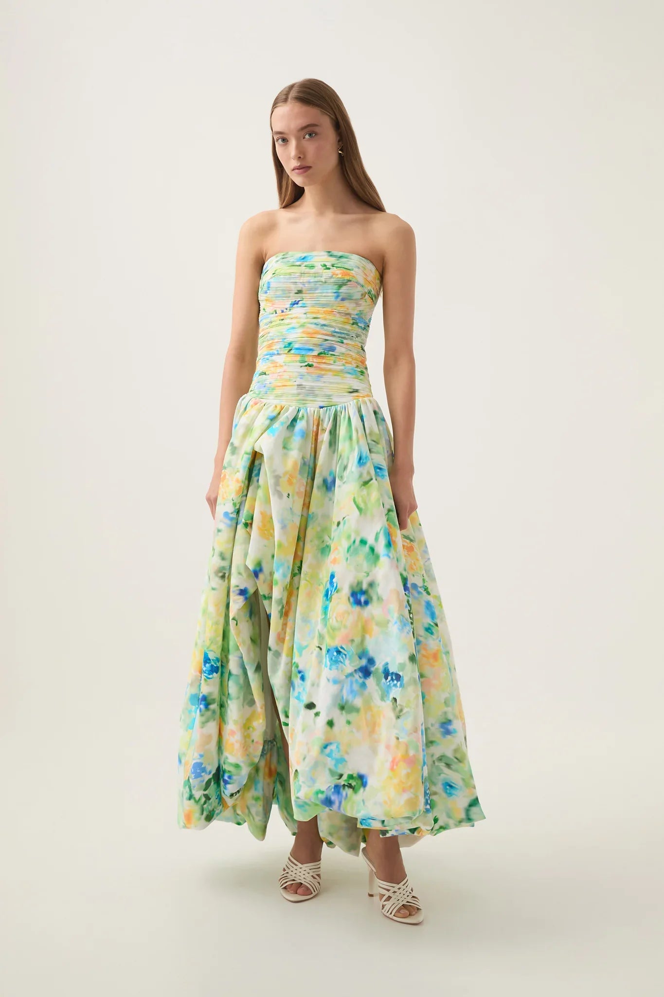 Amaya - Strapless Bubble Hem Gown