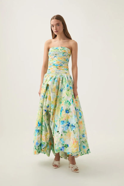 Amaya - Strapless Bubble Hem Gown