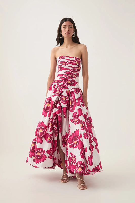 Amaya - Strapless Bubble Hem Gown