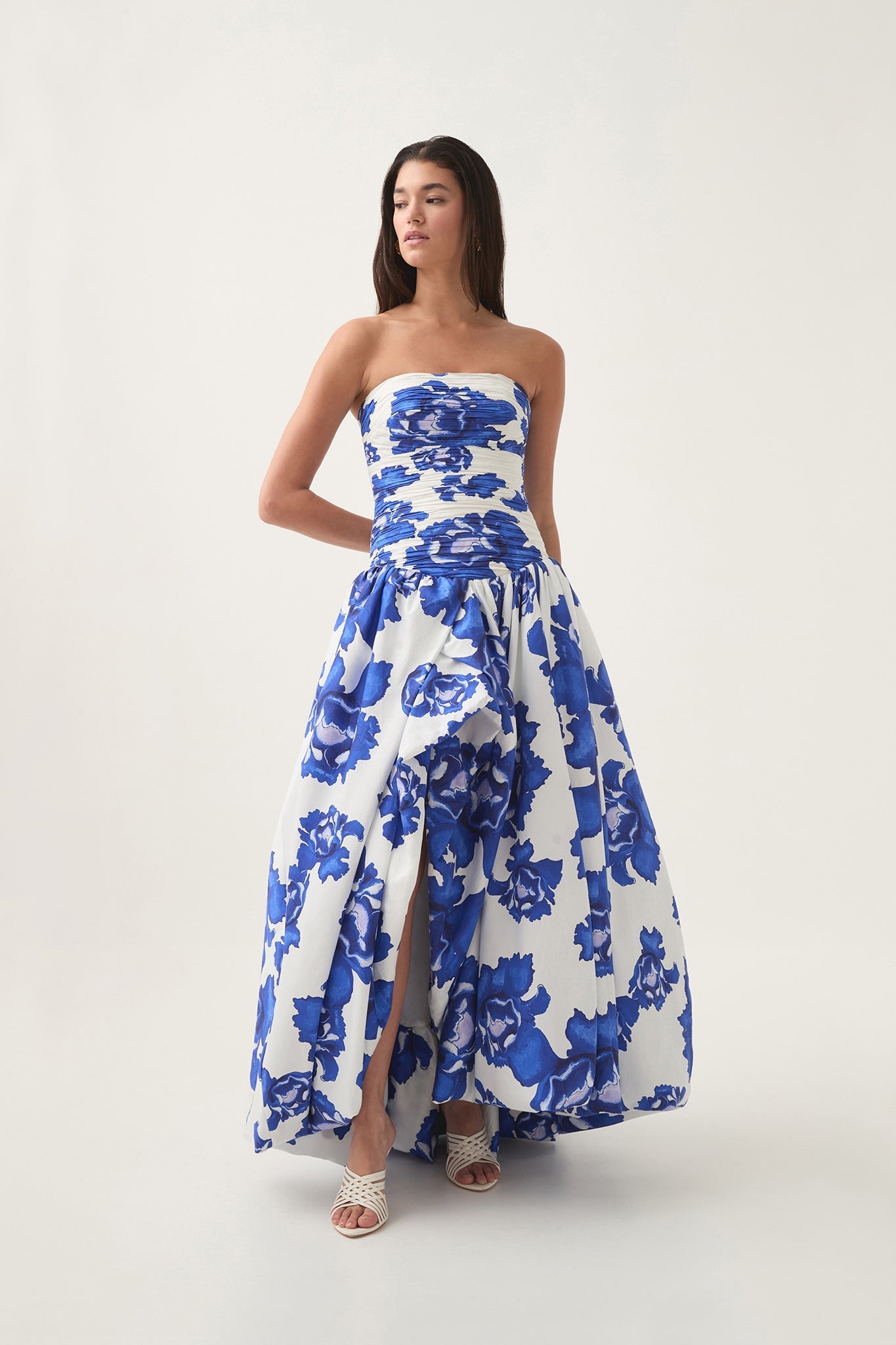 Amaya - Strapless Bubble Hem Gown