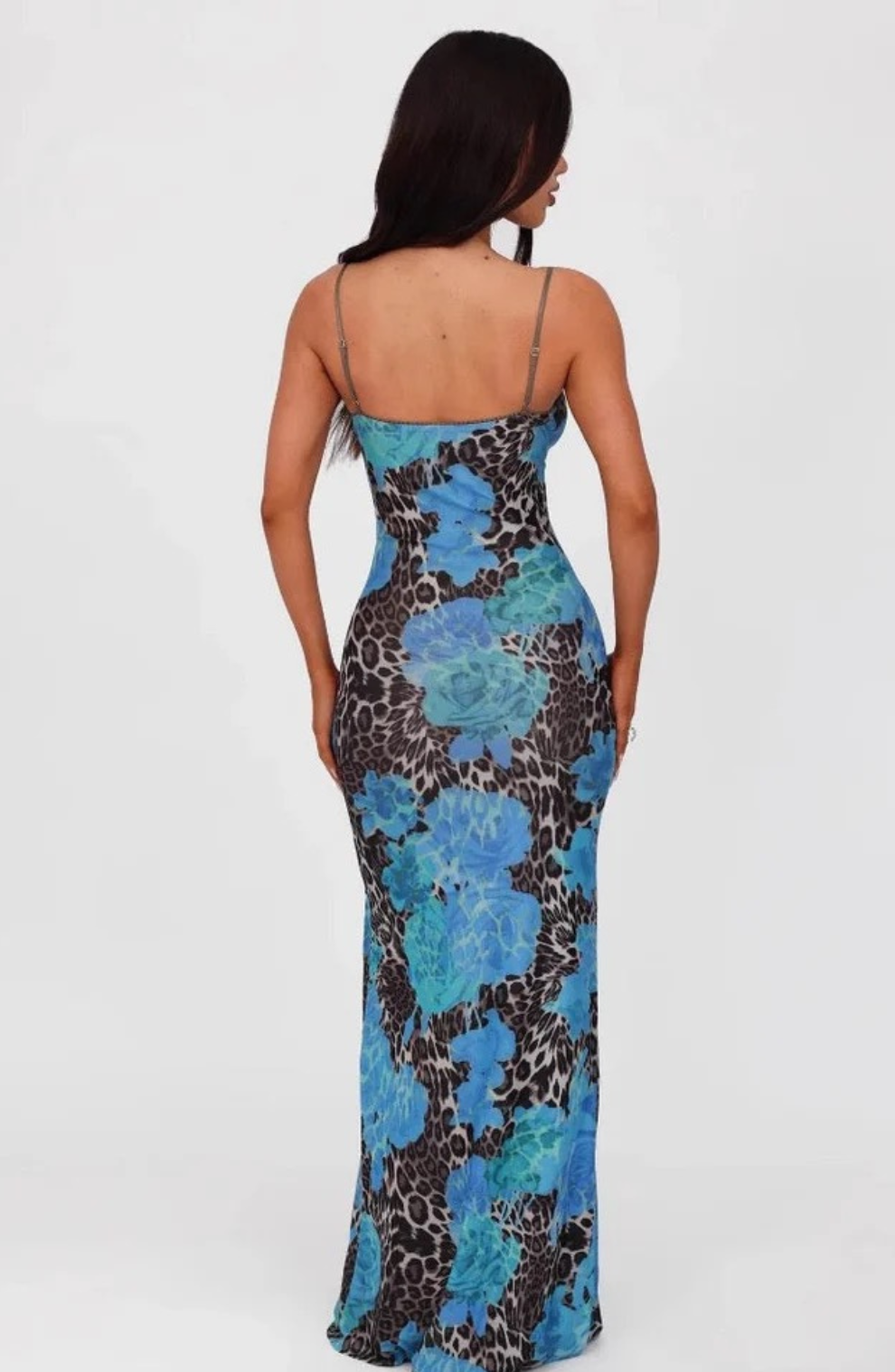 Tiana Blue Jaguar Maxi Dress