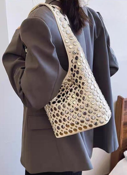 3250094 Studded Shoulder Leather Bag *Last Piece