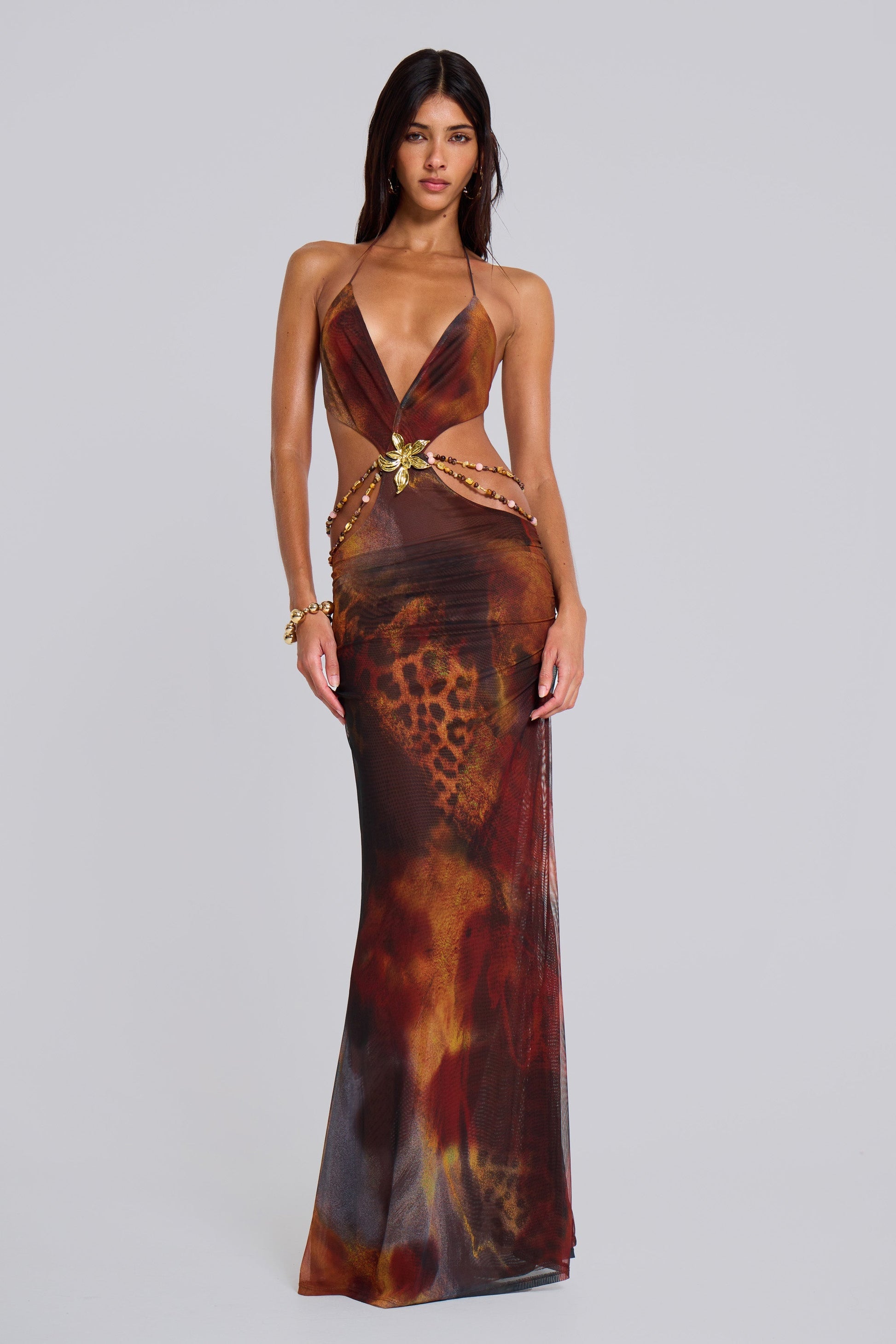 Tiana Jungle Maxi Dress in Whiskey