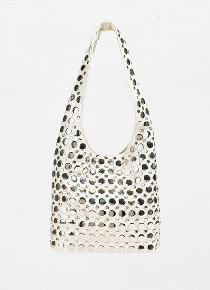 3250094 Studded Shoulder Leather Bag *Last Piece
