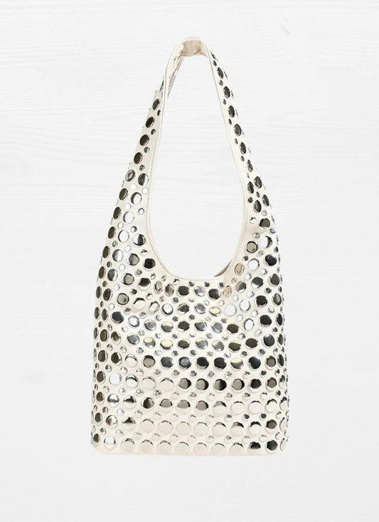 3250094 Studded Shoulder Leather Bag *Last Piece